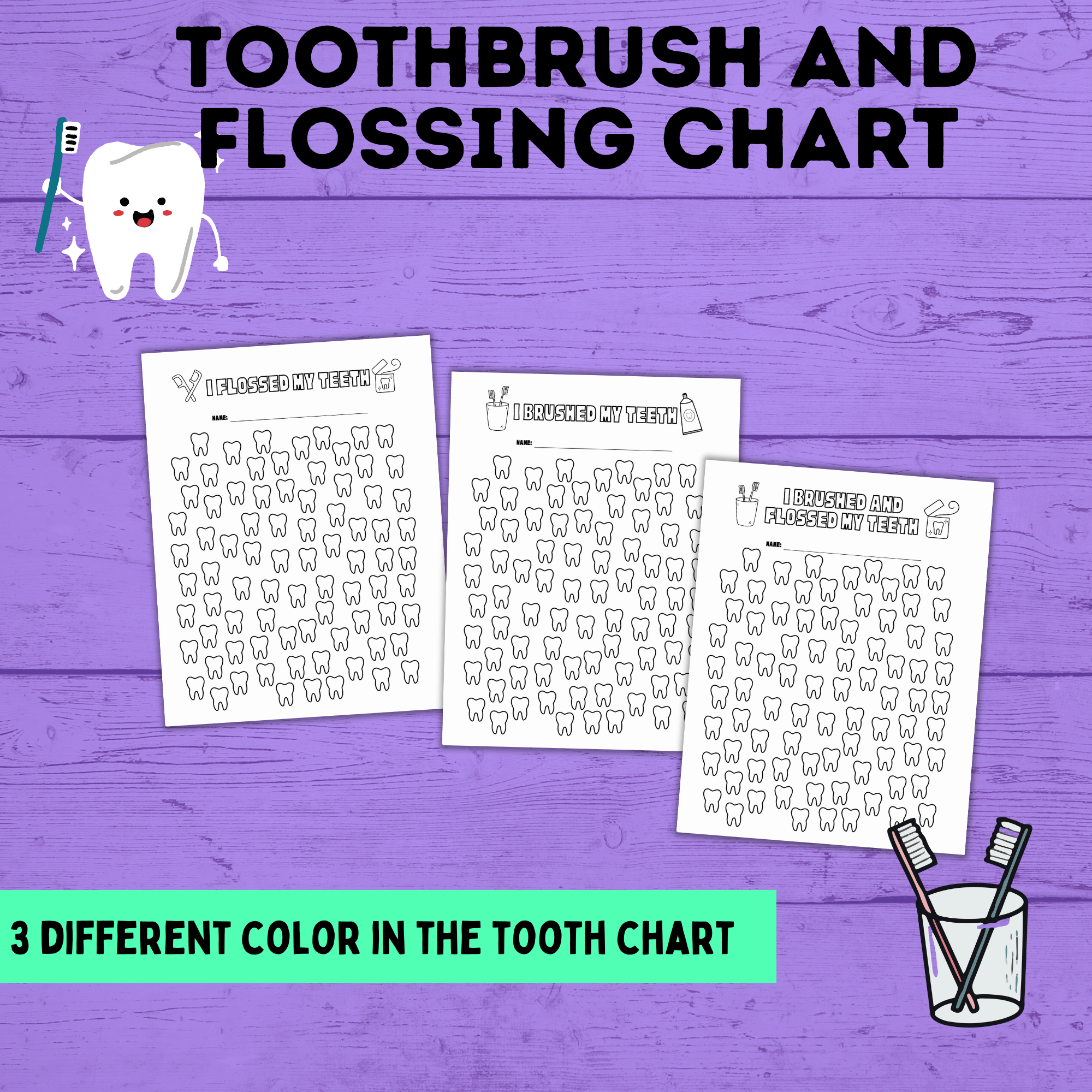 Toothbrush Chart | Teeth Brushing Chart | Reward Chart for Kids