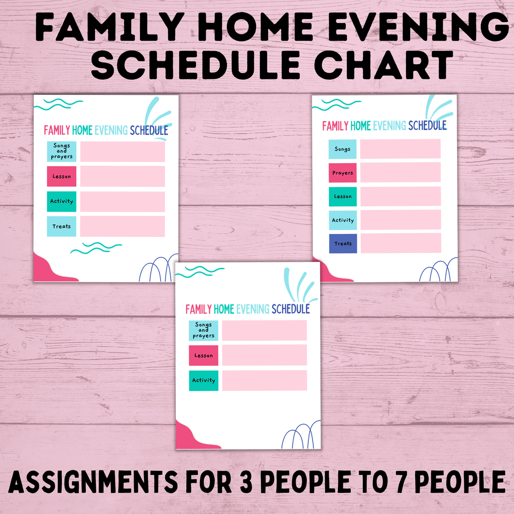 Family Home Evening Schedule Chart | FHE Rotation Chart | FHE Schedule