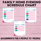 Family Home Evening Schedule Chart | FHE Rotation Chart | FHE Schedule