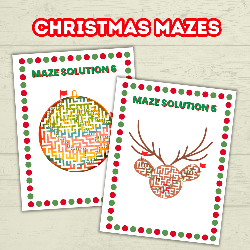 Printable Christmas Mazes for Kids and Classroom, Party Game, Holiday Activity Sheets, Digital Download