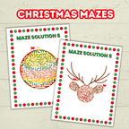 Printable Christmas Mazes for Kids and Classroom, Party Game, Holiday Activity Sheets, Digital Download