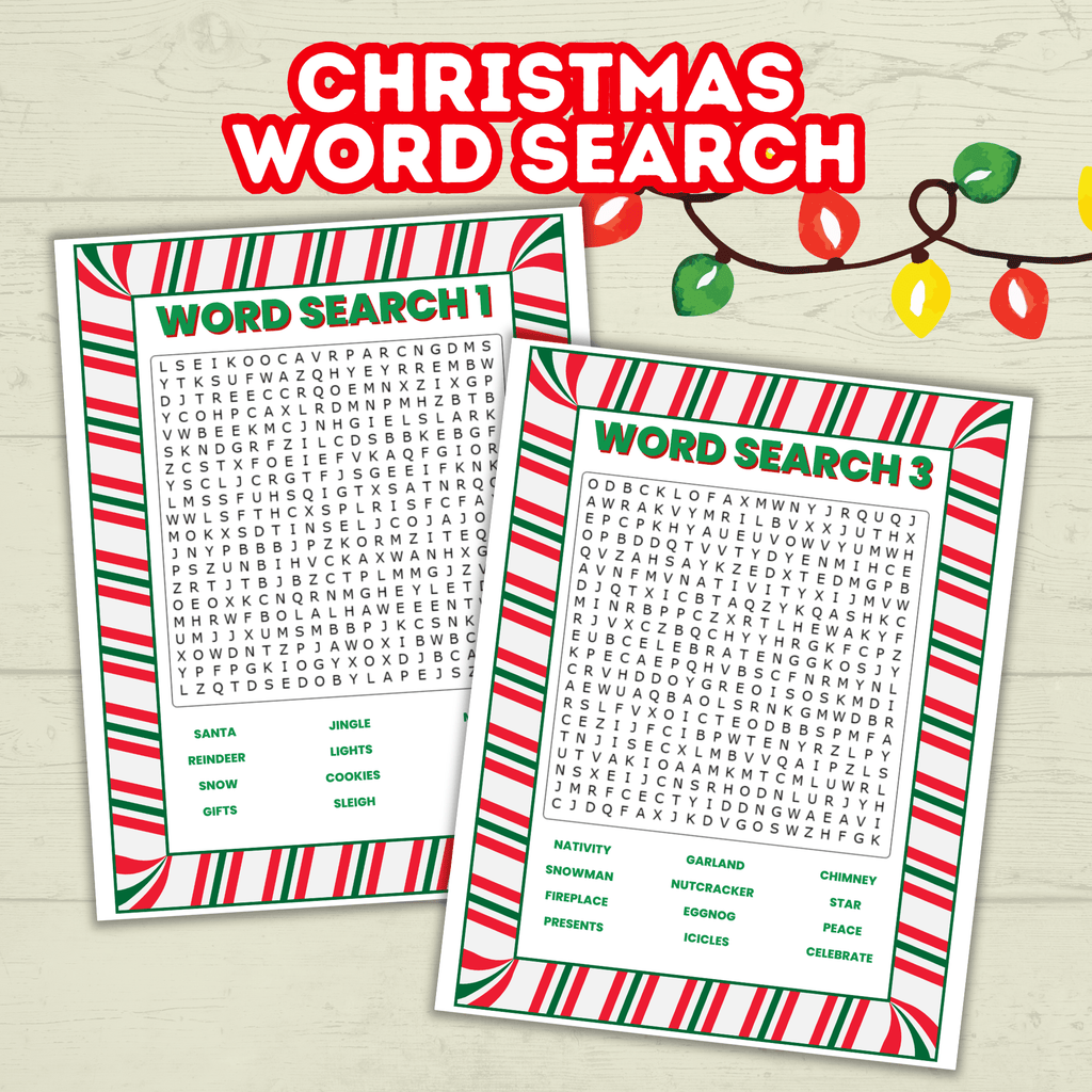 Christmas Word Search Puzzles for Kids, Fun Printable Game, Holiday Activity