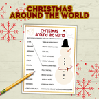 Printable Party Game Christmas for Kids, Around the World, Holiday Family Reunion Activity