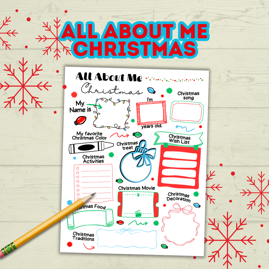 All About Me Questionnaire Survey Christmas, Kids Holiday Activity, Classroom, Sunday School