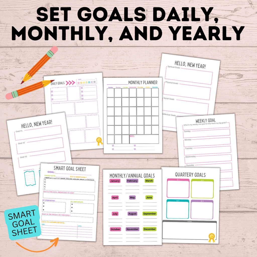 School Goal Planner for Kids | Kids Goals | Goals for Kids | Printables for Kids | Planner for Kids | School Planner | Digital Planner