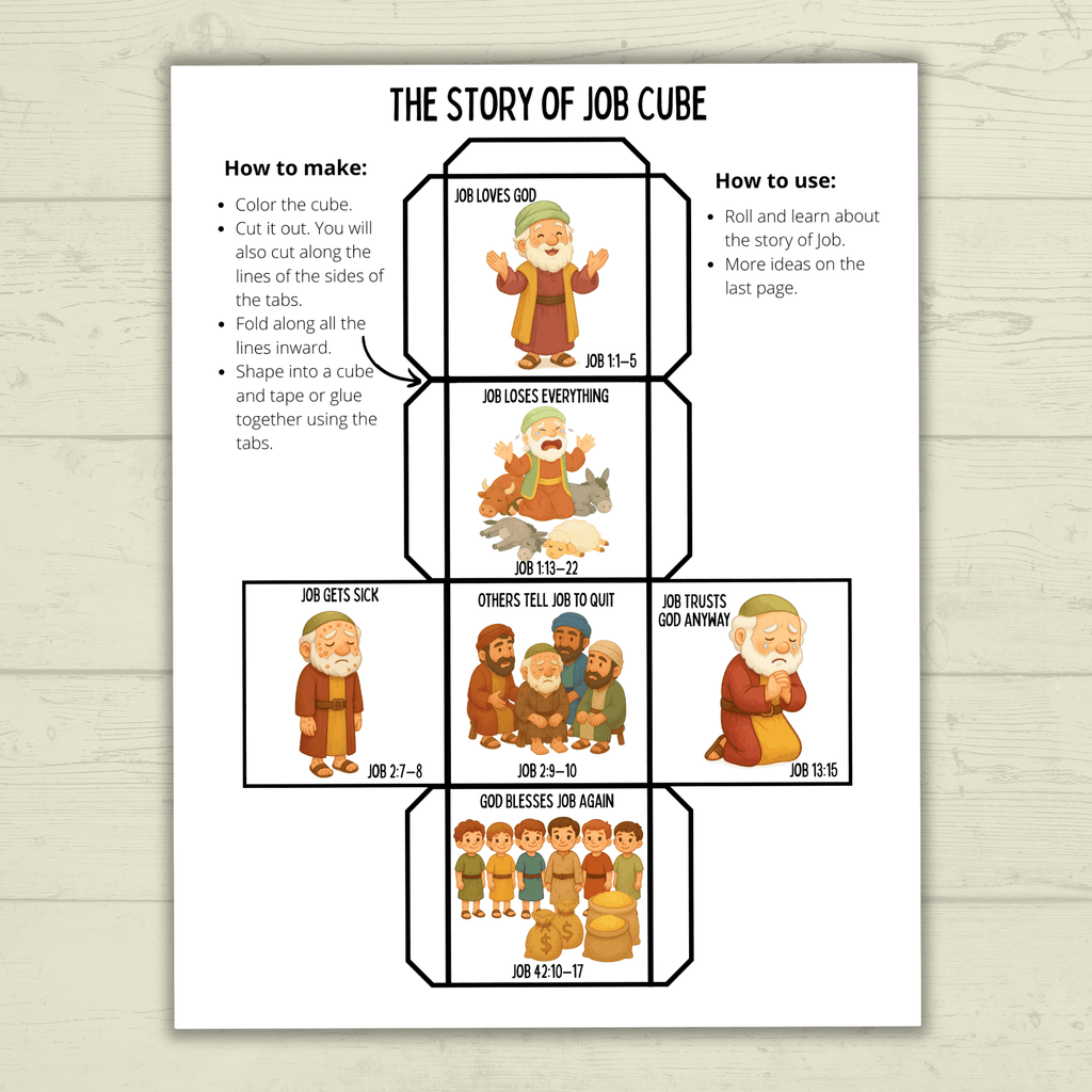 Job Bible Story Cube Craft, Sunday School Crafts, Cube Crafts, Bible Craft