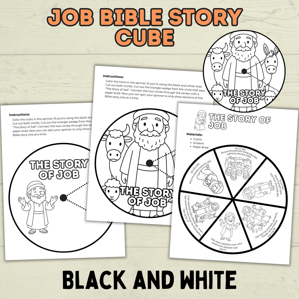 Job Bible Story Spinner Craft, Bible Craft, Sunday School Craft, Job Lesson, VBS, Homeschool, Christian Activity, Old Testament Craft