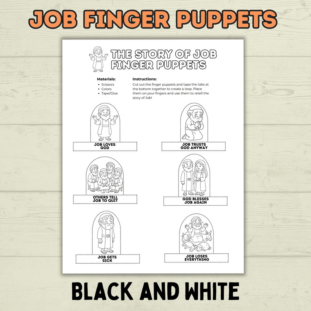 Job finger puppets for Kids, Job Bible Story, Homeschool, Job Craft, Bible Craft, Sunday School