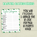 Easter Game, Family Easter Game, Easter Category Cards, Sunday School Activity, Think Fast Game, Bible Game, Spring Word Game, Easter Quiz