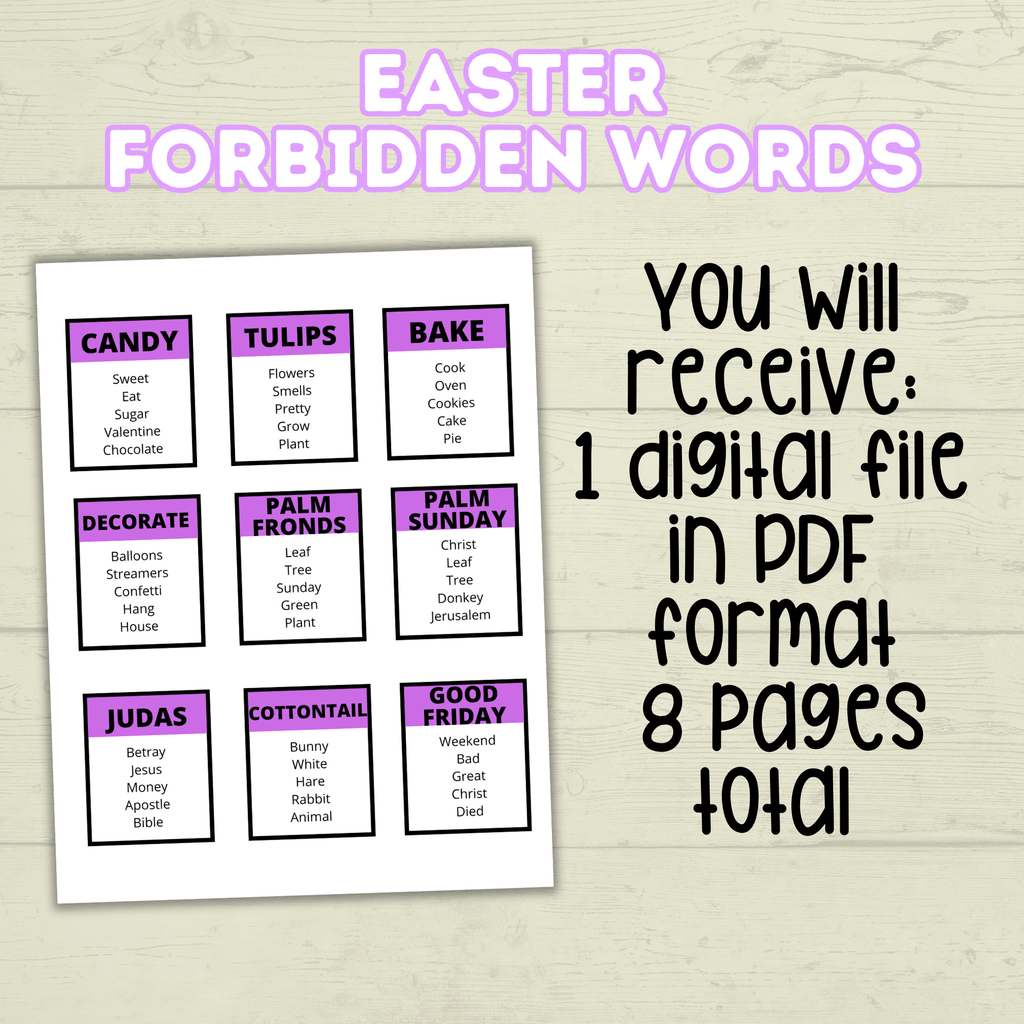 Easter Forbidden Words Game, Teen and Youth Activities, Bible Games, Church Games, Easter Word Game, Classroom Game, Sunday School, Spring
