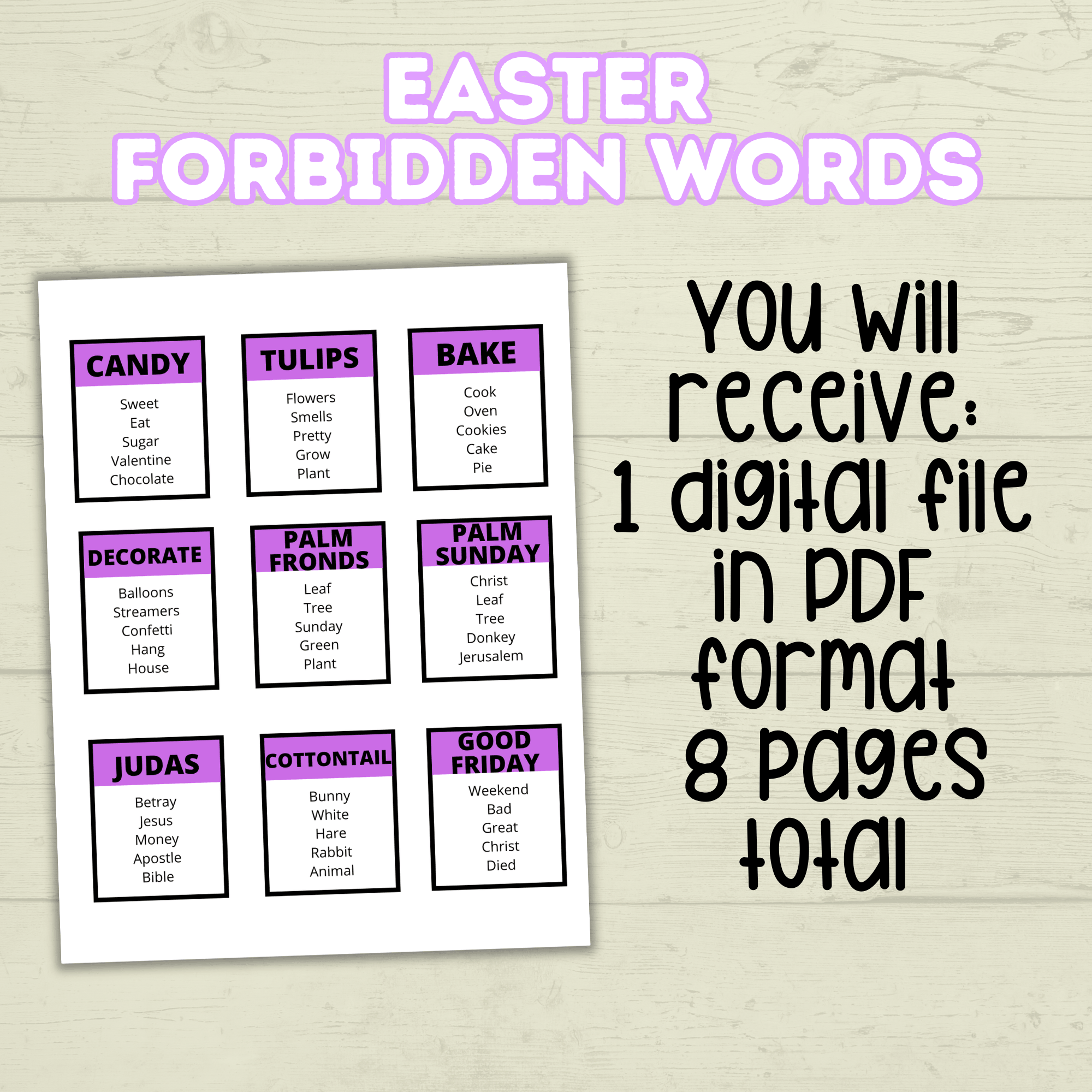 Easter Forbidden Words Game, Teen and Youth Activities, Bible Games, Church Games, Easter Word Game, Classroom Game, Sunday School, Spring
