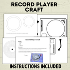 Record Player Craft for Kids, Record Template, Homeschool Crafts, Classroom Crafts
