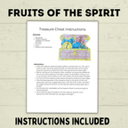 Fruits of the Spirit Craft, Treasure Chest Craft, Kids Craft Template, Sunday School Craft, Bible Lesson, Cut and Paste, Christian Activity
