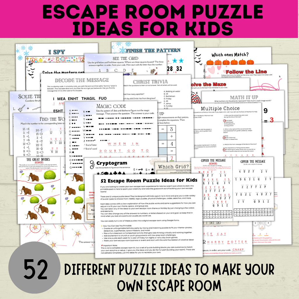 Escape Room Puzzles | Escape Room Ideas | Escape Room Games | Games for Kids | Party Games | Puzzles for Kids | Printable Escape Room