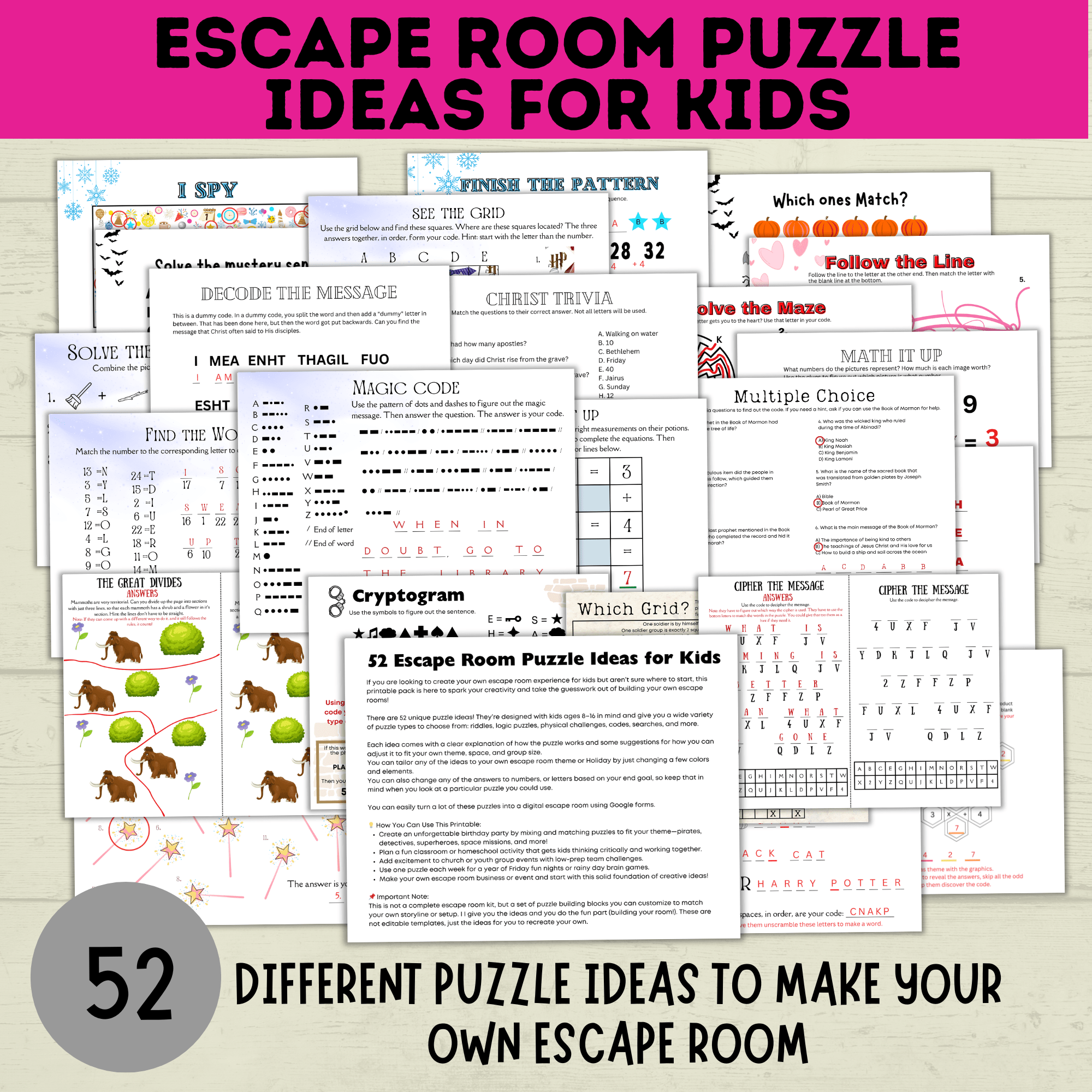 Escape Room Puzzles | Escape Room Ideas | Escape Room Games | Games for Kids | Party Games | Puzzles for Kids | Printable Escape Room