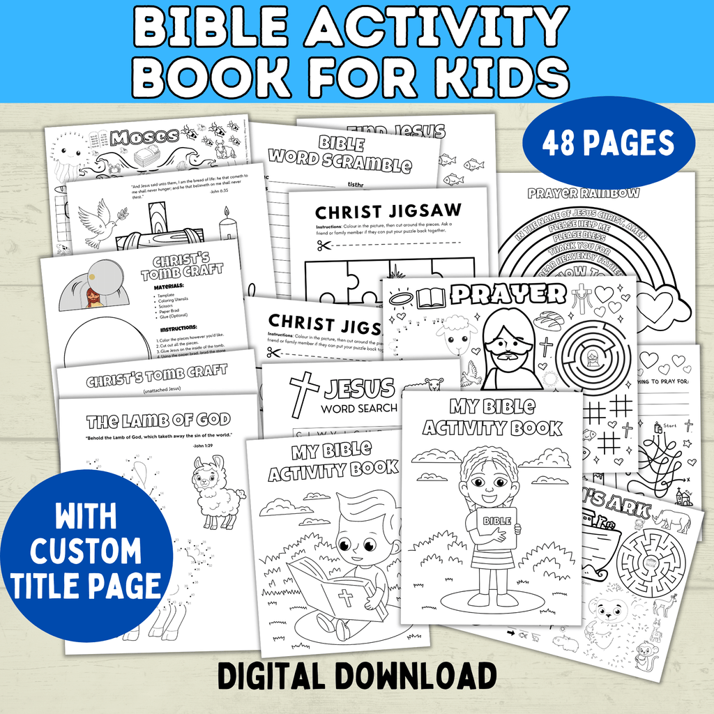 Bible Games | Bible Activity Sheets | Bible Placemat Activity Sheets | Bible Activity Pages for Kids | Homeschool | Vacation Bible School