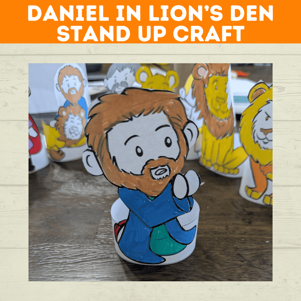 Bible Characters Daniel in the Lion's Den Craft for Kids, Sunday School Crafts, Bible Coloring Pages Lesson, Digital Download, PDF