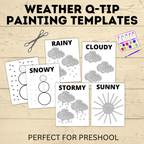 Q Tip Painting Weather Printable | Preschool Activity PDF | Preschool Craft | Weather Activities | Preschool Lesson | Preschool Activities