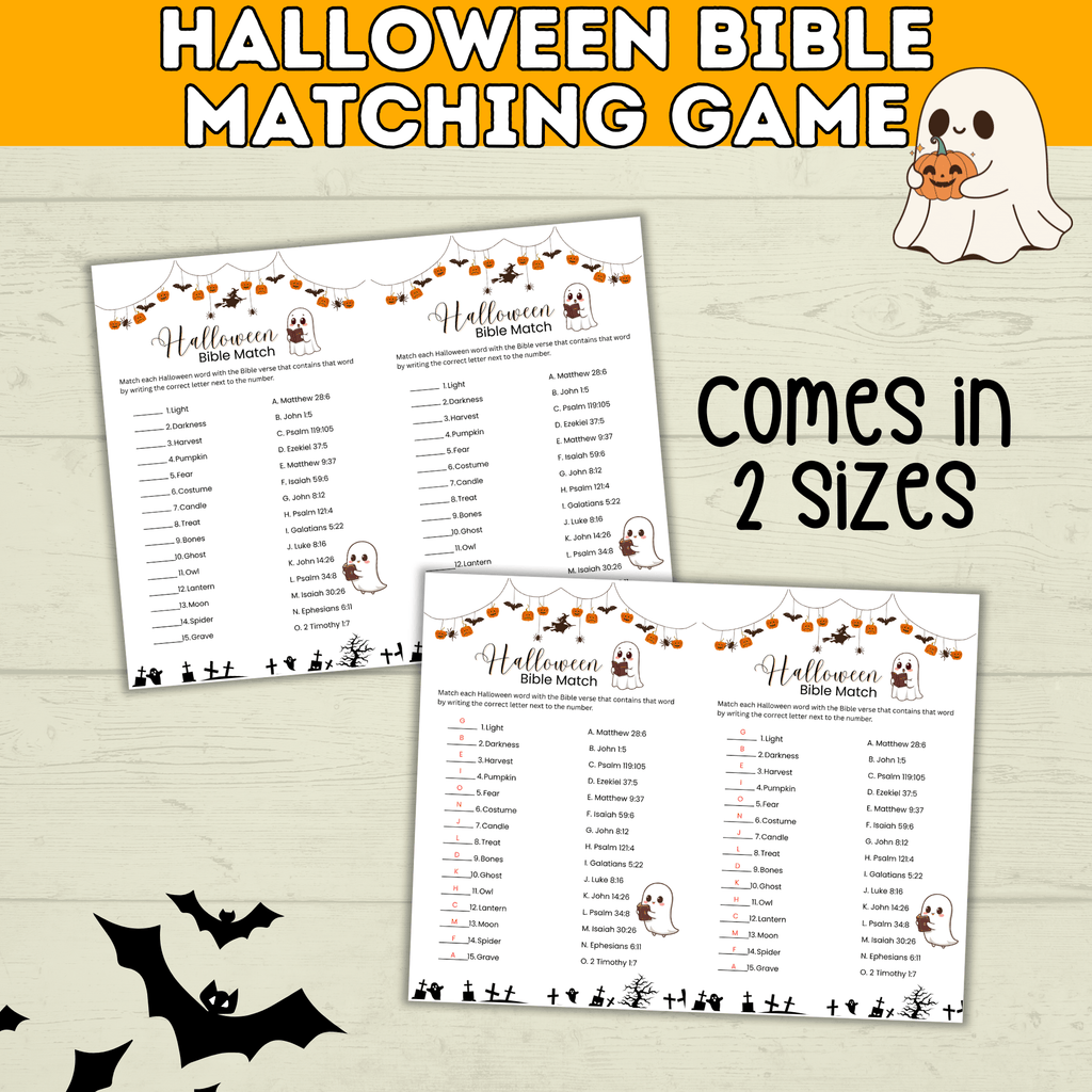 Halloween Bible Matching Game for Kids and Teens | PDF digital download printable | Halloween Games for Kids | Halloween Printables