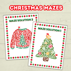 Printable Christmas Mazes for Kids and Classroom, Party Game, Holiday Activity Sheets, Digital Download