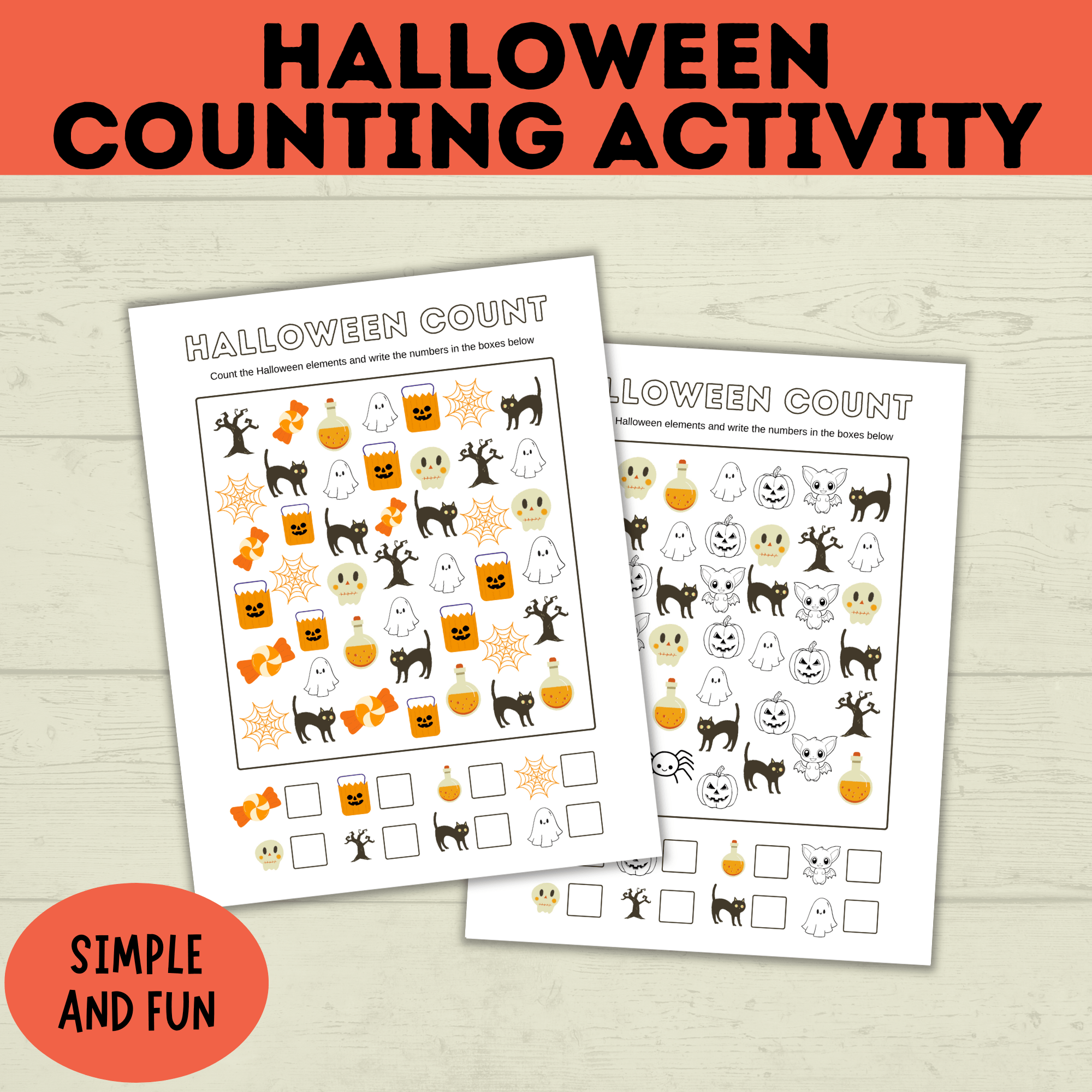 Halloween Counting Activity for Kids and Preschoolers | Counting for Preschoolers | Numbers | Math Worksheets | Math for Preschool