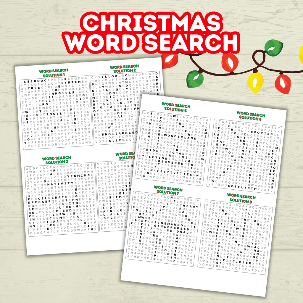 Christmas Word Search Puzzles for Kids, Fun Printable Game, Holiday Activity