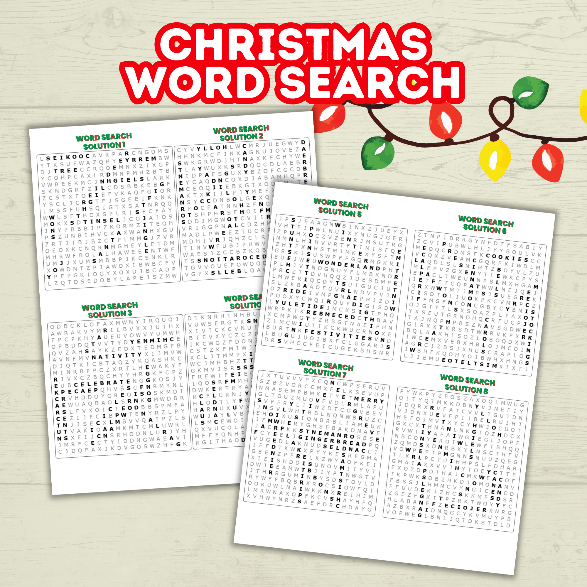 Christmas Word Search Puzzles for Kids, Fun Printable Game, Holiday Activity