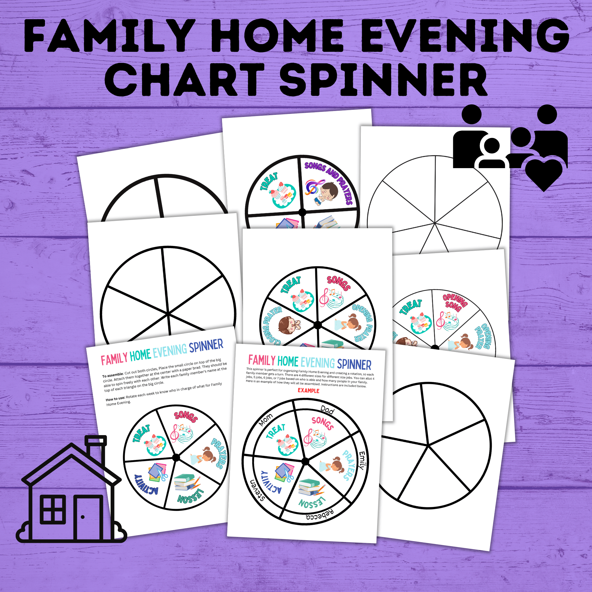 Family Home Evening Schedule Spinner | FHE Scheduler | FHE Chart