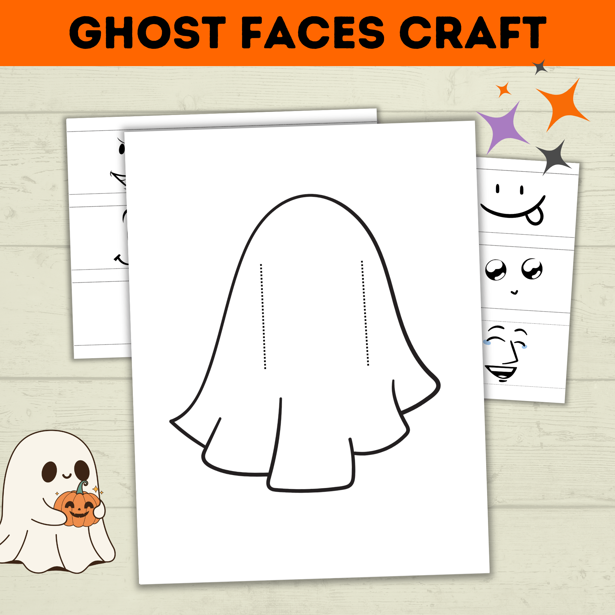 Ghost Craft | Ghost Faces Craft | Halloween Craft | Kids Craft | Craft Template | Ghost Activity | Halloween Printables for kids | Party