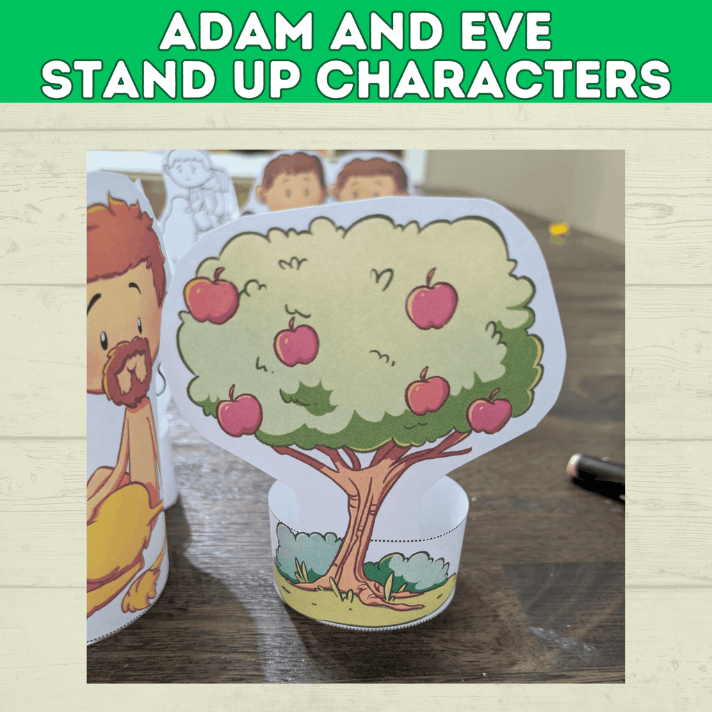 Adam and Eve Sin Puppet Craft, Forbidden Fruit, Tree of Knowledge, Genesis Activity for Kids