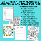 New Year's Eve 12-Hour Countdown Activity for Kids | NYE Games | Kids Games | NYE Printables