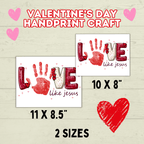 Love Valentine's Day Christian Handprint Craft for Kids, Keepsake Handprint Art, Homeschool Preschool and Kindergarten Activity