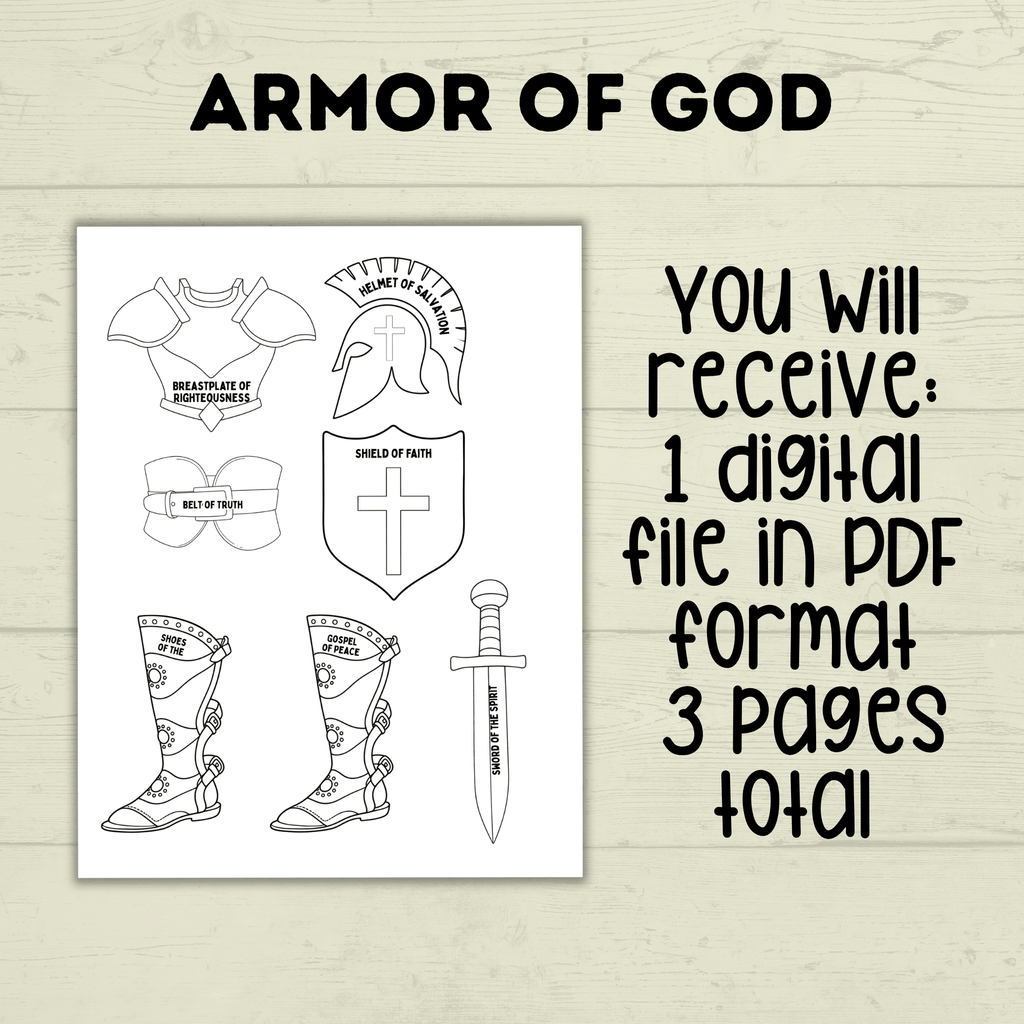 Armor of God Bible Lesson Craft, Sunday School Craft, VBS, Christian Activity, Shield of Faith, Ephesians Lesson