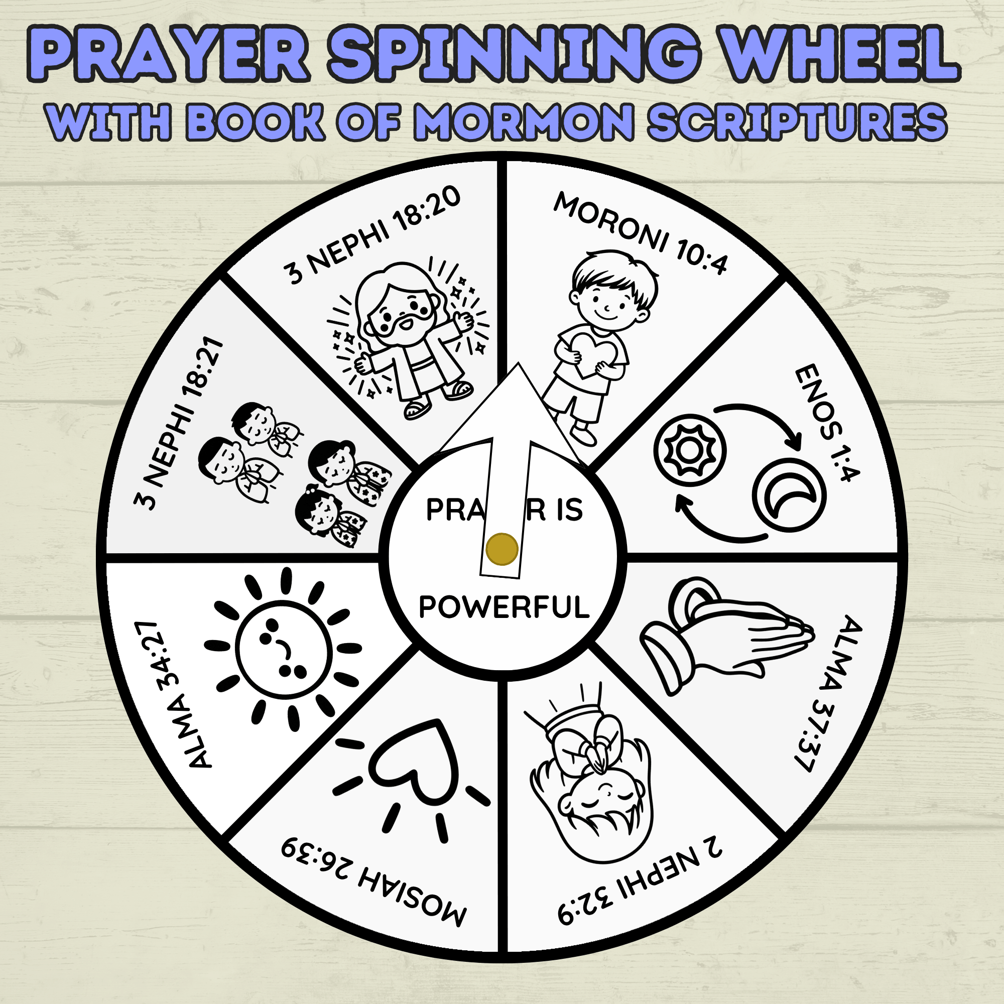 Book of Mormon Spinner Craft, BOM Craft, Sunday School Craft, Prayer Craft