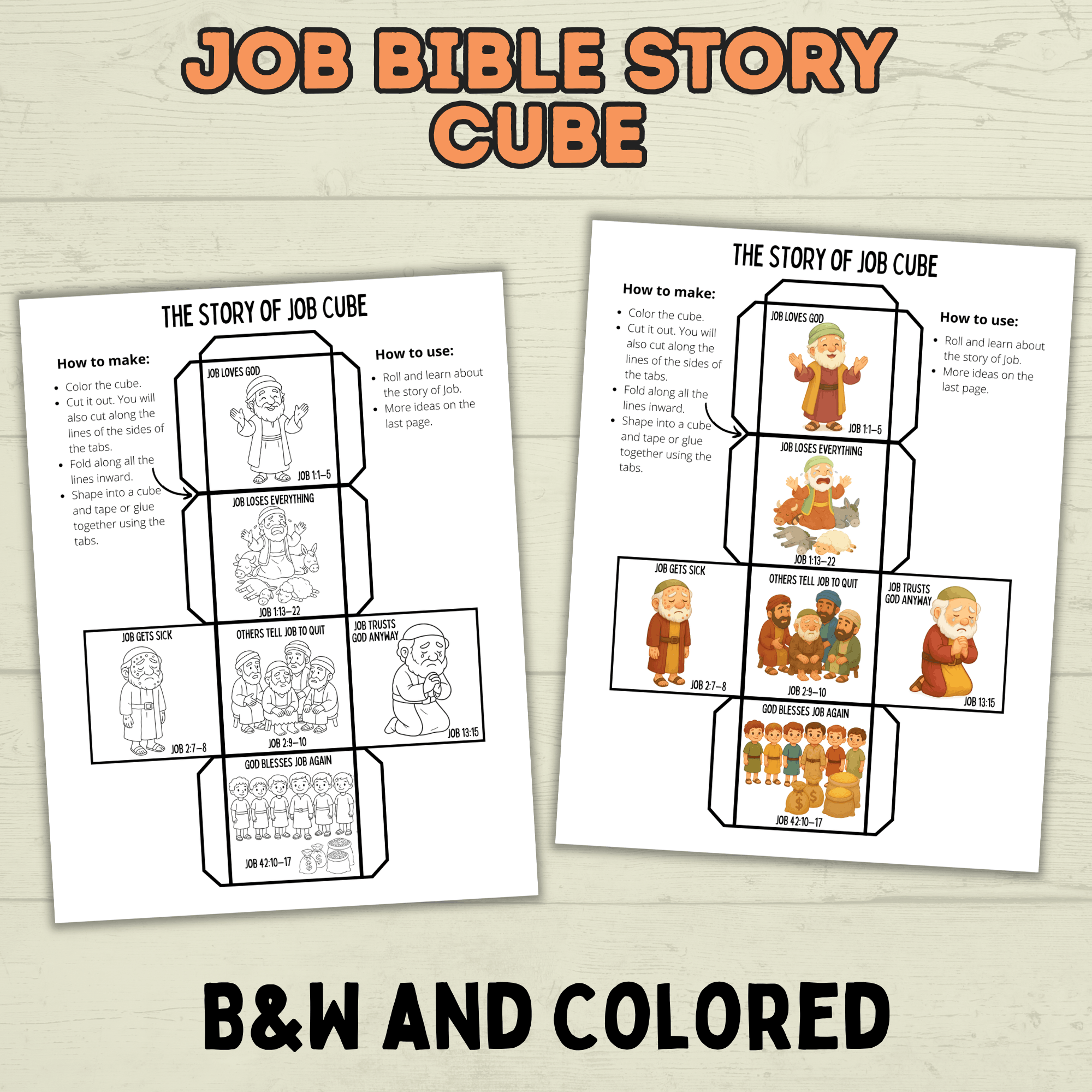 Job Bible Story Cube Craft, Sunday School Crafts, Cube Crafts, Bible Craft
