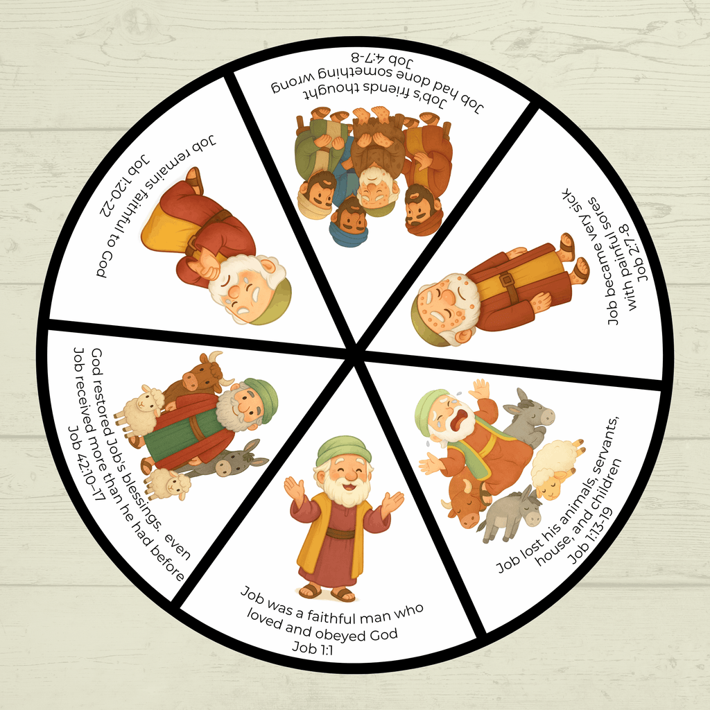 Job Bible Story Spinner Craft, Bible Craft, Sunday School Craft, Job Lesson, VBS, Homeschool, Christian Activity, Old Testament Craft