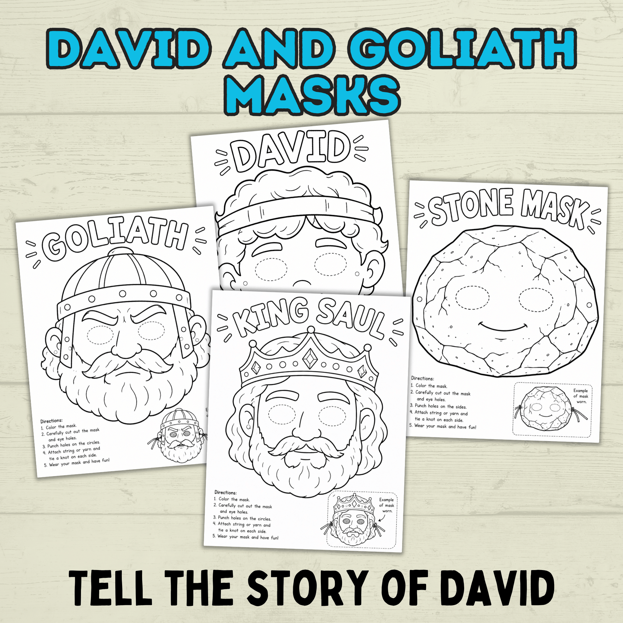David and Goliath Masks, David Craft, Bible Story Craft, Christian Crafts, Homeschool, Bible Lesson, Sunday School