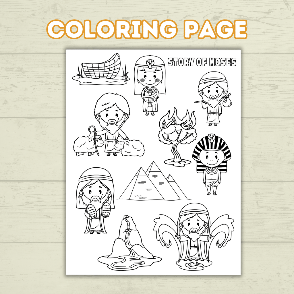 Moses Coloring Pages, Moses Activity Pack, Sunday School Activity, Bible Lesson, Old Testament, Genesis, Christian Craft, Moses and Exodus