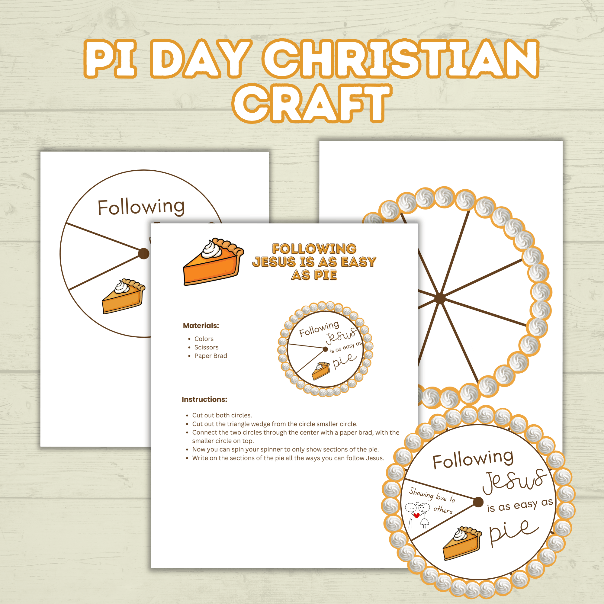 Pi Day Craft, Sunday School Craft, Christ Craft, Pie Craft, Pi Day Activity, Spinner Craft