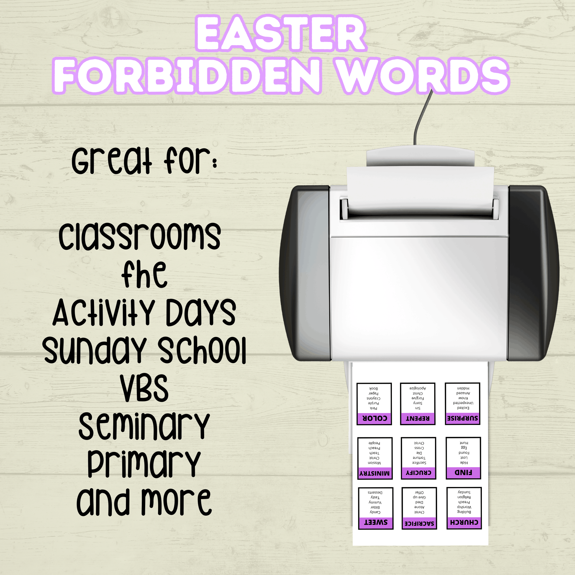 Easter Forbidden Words Game, Teen and Youth Activities, Bible Games, Church Games, Easter Word Game, Classroom Game, Sunday School, Spring