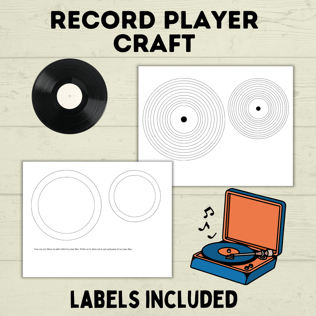Record Player Craft for Kids, Record Template, Homeschool Crafts, Classroom Crafts