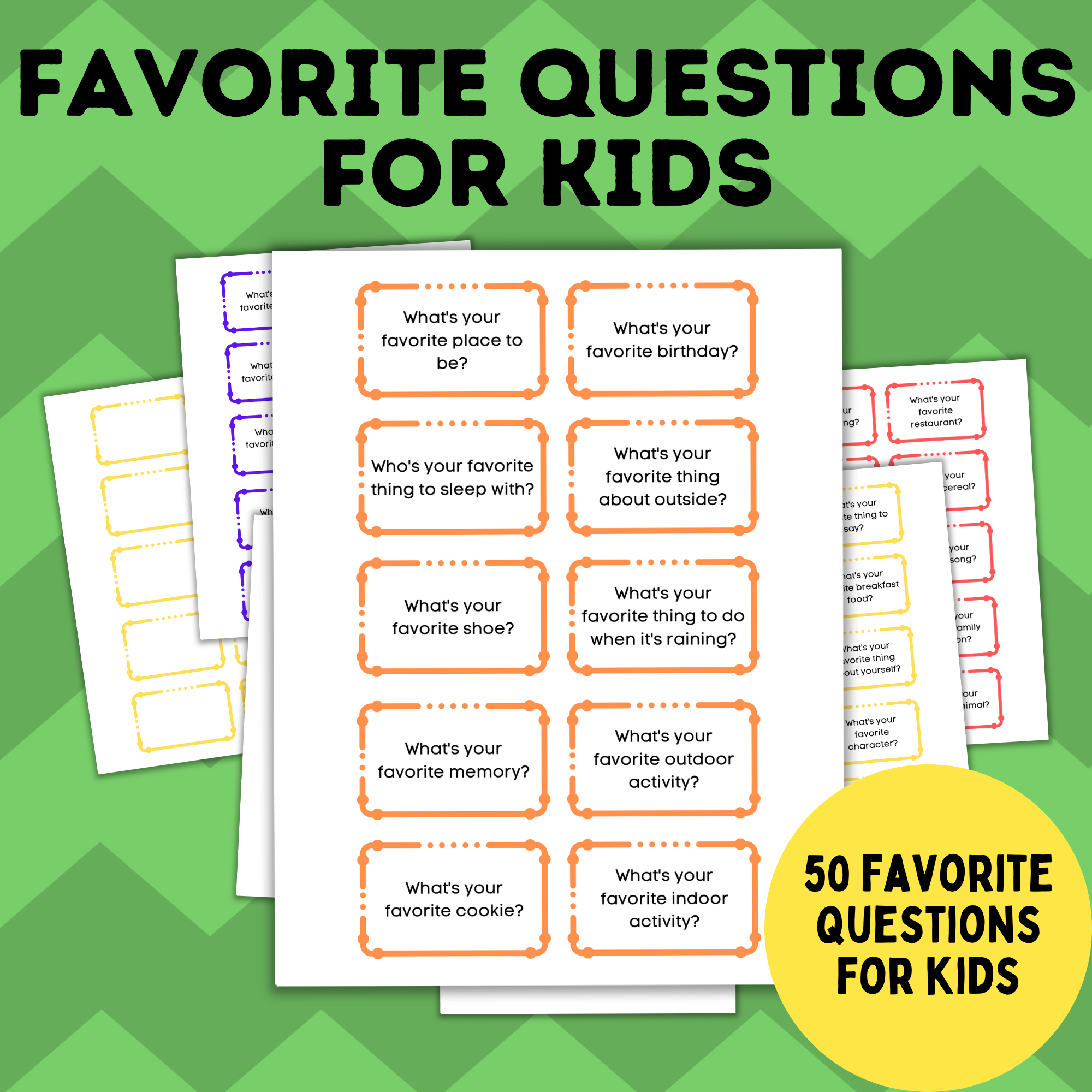 What's Your Favorite Questions for Kids Cards | Question Cards for Kids | Kid's Favorites