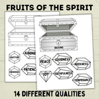 Fruits of the Spirit Craft, Treasure Chest Craft, Kids Craft Template, Sunday School Craft, Bible Lesson, Cut and Paste, Christian Activity