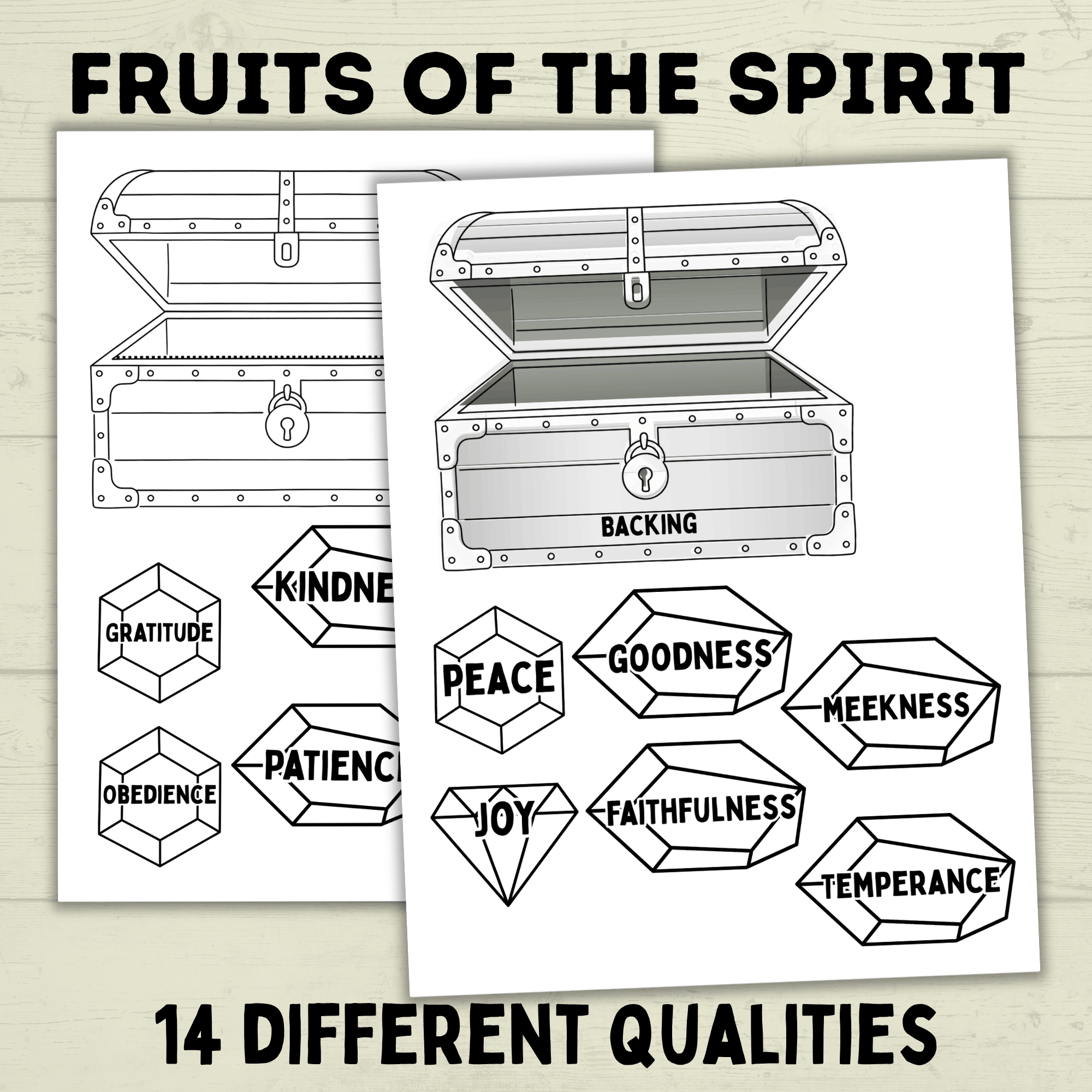 Fruits of the Spirit Craft, Treasure Chest Craft, Kids Craft Template, Sunday School Craft, Bible Lesson, Cut and Paste, Christian Activity