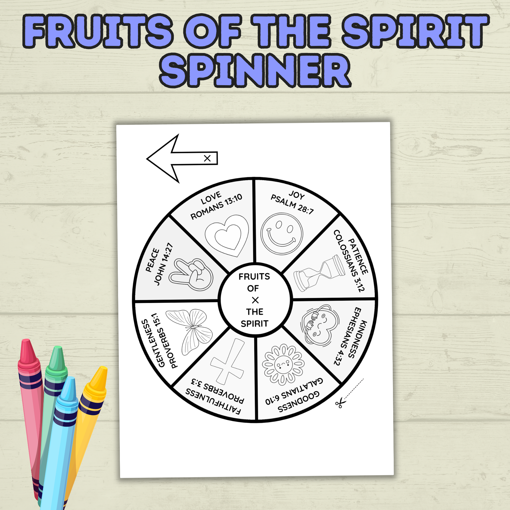 Fruits of the Spirit Craft, Spinner Craft, Sunday School Craft, Bible Craft, Bible Lesson, Christian Activity, Homeschool, Galations Lesson