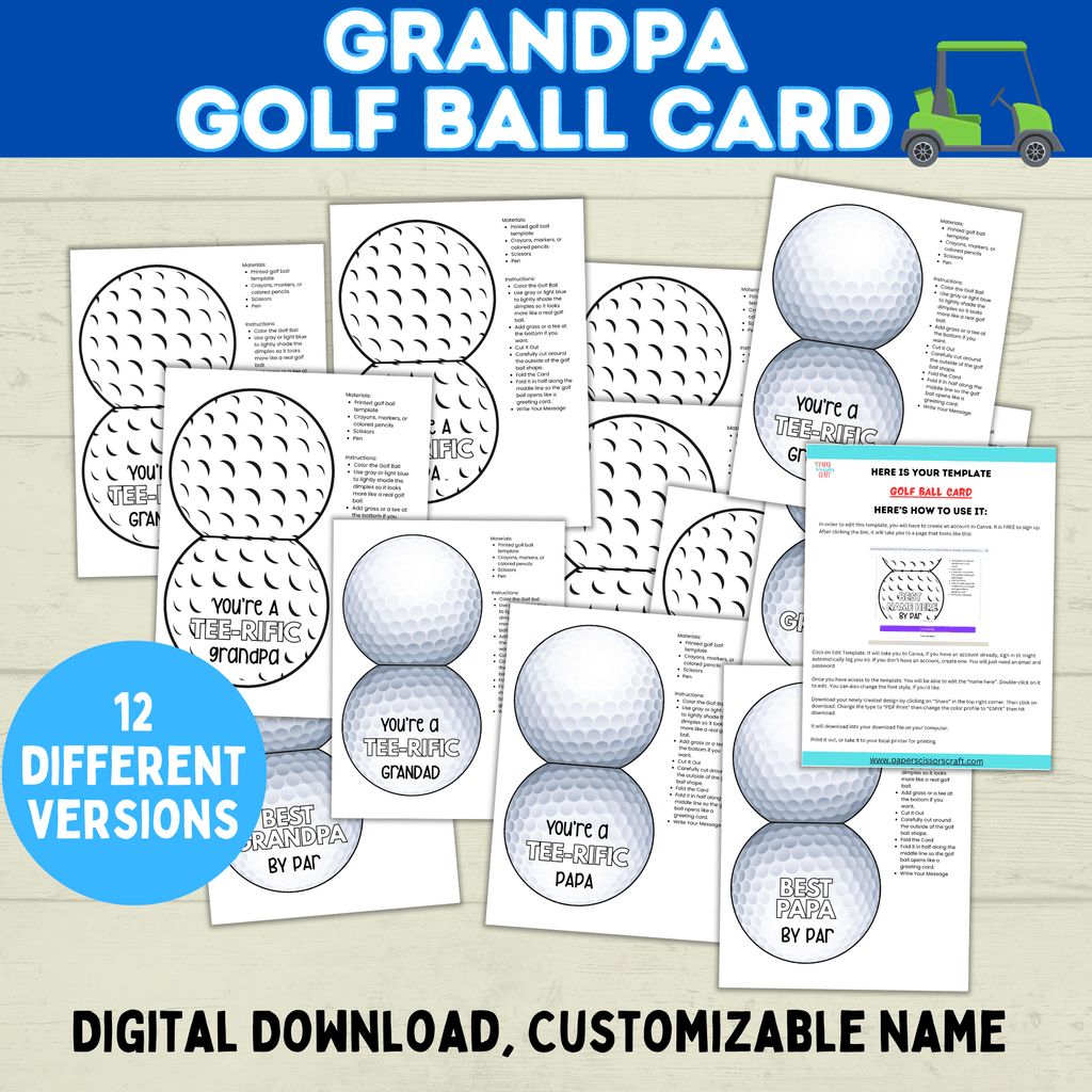 Grandparent's Day | Grandpa Card | Golf Ball Card | Golf Card for Grandpa | Papa Card | Grandad Card | Gramps Card | Digital Download