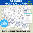 Grandparent's Day | Grandpa Card | Golf Ball Card | Golf Card for Grandpa | Papa Card | Grandad Card | Gramps Card | Digital Download