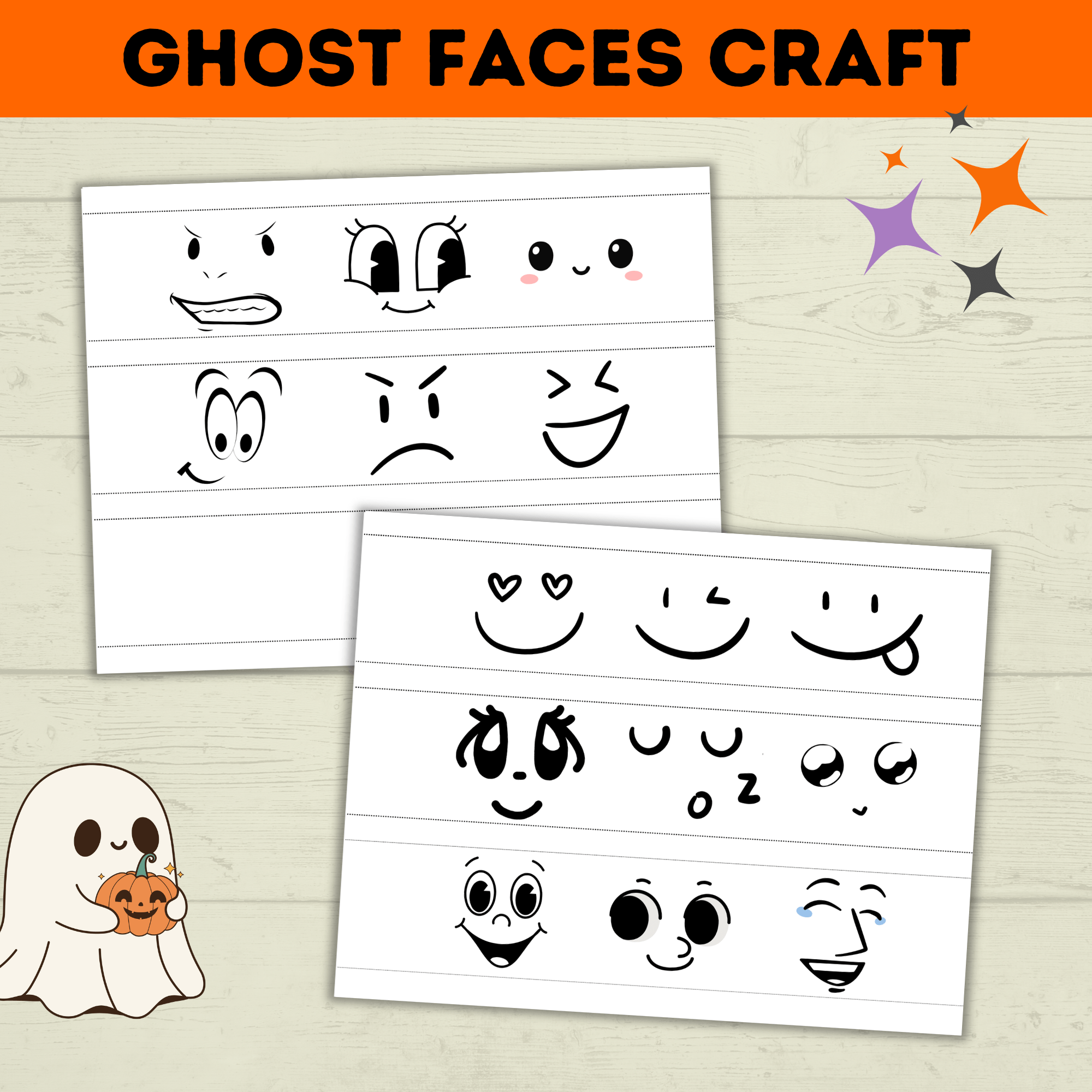 Ghost Craft | Ghost Faces Craft | Halloween Craft | Kids Craft | Craft Template | Ghost Activity | Halloween Printables for kids | Party