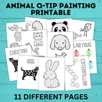 Animal Q-Tip Painting Template | Animal Painting Sheets | Animal Craft | Preschool Craft