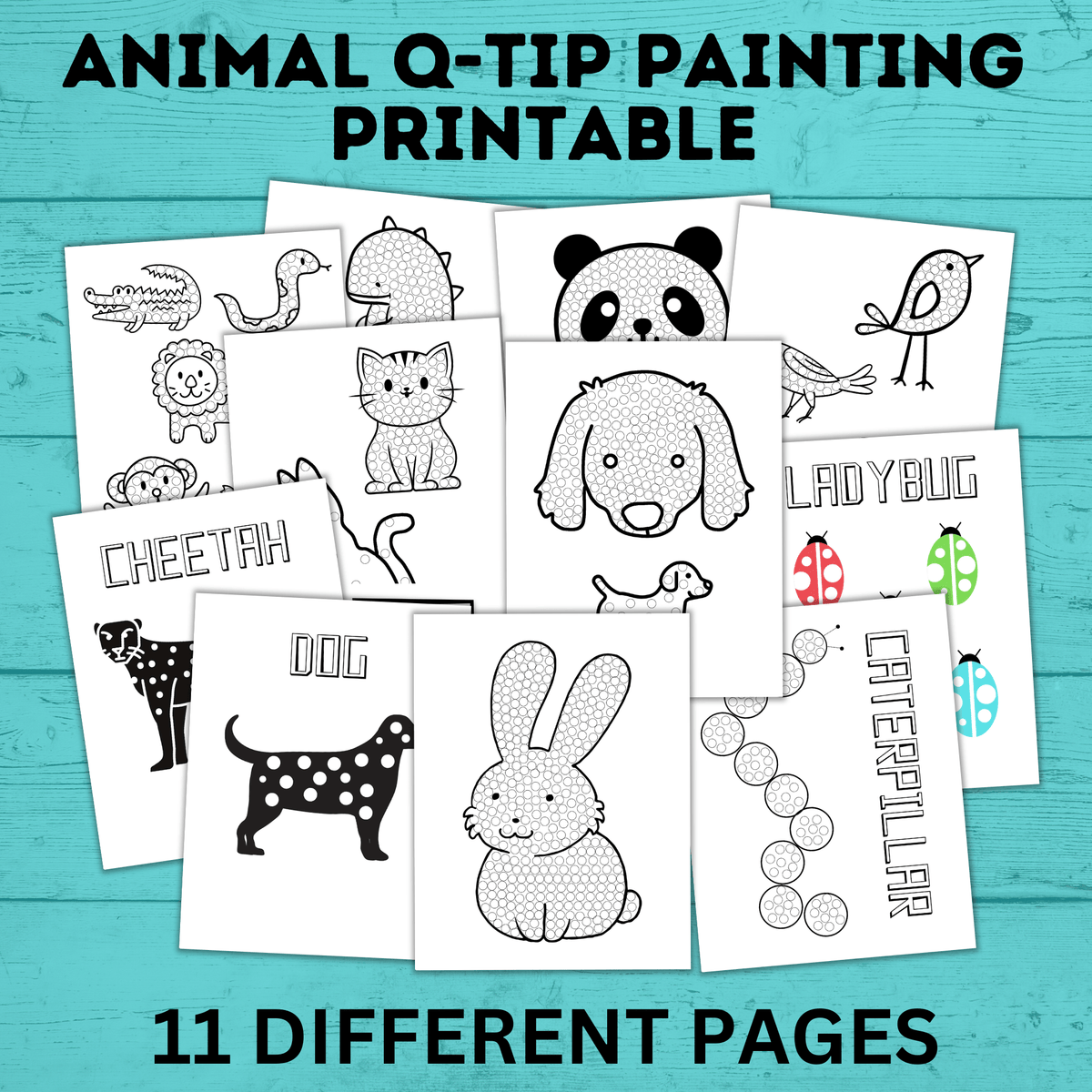 Animal Q-Tip Painting Template | Animal Painting Sheets | Animal Craft ...